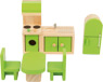 Puppenhausmöbel aus Holz, Küche in grün
