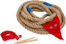 Braunes Seil mit rotem Fähnchen zum Tauziehen