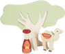 Krippenfiguren und Baum aus Holz für Kinder