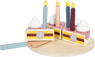Schneide-Kuchen aus Holz mit Kerzen