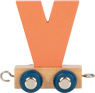 Orangener Buchstabenzug V aus Holz