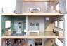 Doll’s house with a garden and dolls
