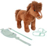 Horse toy set with a stable and accessories in the bag, brown