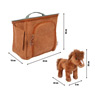 Horse toy set with a stable and accessories in the bag, brown