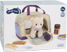 Gato con bolsa y set de cuidados lila