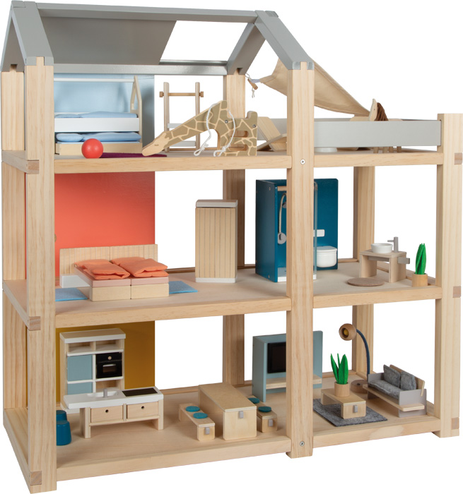 Casa de munecas de madera con muebles para ninos Juguetes de madera small foot